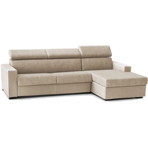 Talamo Italia Canapé d'angle convertible en tissu beige 260x95 cm