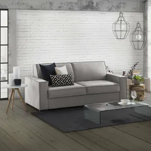 Canapé lit 2 places en tissu gris 180x95h90 cm pas cher