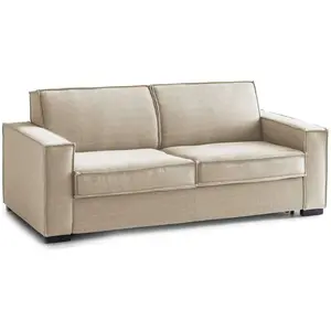 Talamo Italia Canapé fixe 2 places en tissu beige 140x95 cm pas cher