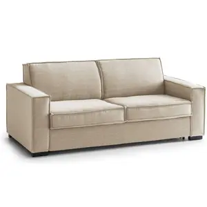 Talamo Italia Canapé fixe 2 places en tissu beige 140x95 cm pas cher
