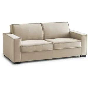 Talamo Italia Canapé fixe 3 places en tissu beige 180x95 cm pas cher
