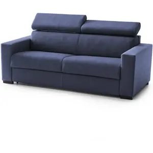 Talamo Italia Canapé fixe 3 places en tissu bleu 180x95 cm pas cher