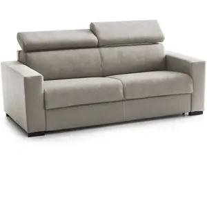 Talamo Italia Canapé fixe 3 places en tissu tourterelle 180x95 cm pas cher