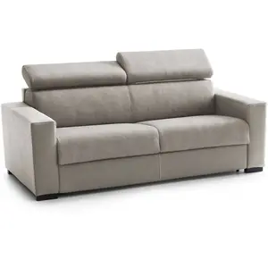 Talamo Italia Canapé fixe 3 places en tissu tourterelle 180x95 cm pas cher