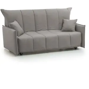 Canapé lit 3 places en tissu gris 165x90h85 cm pas cher