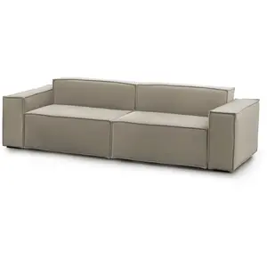 Talamo Italia Canapé fixe 3 places argo, canapé modulable linéaire, canapé de salon moderne en tissu, 100% made in italy, 260x95h70 cm, taupe 8052773783637 pas cher