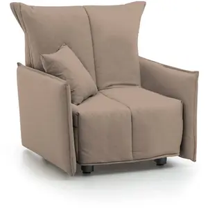 Talamo Italia Fauteuil en tissu gris tourterelle 110x90h85 cm