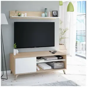 DMORA Meuble TV effet bois beige 147x40h50 cm pas cher