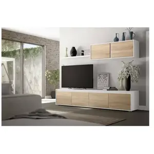 DMORA Ensemble Mural effet bois blanc, chêne 200x41 cm pas cher