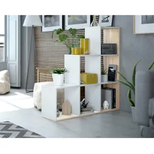 DMORA Bibliothèque Dbarth, 108x28h110 cm, Blanc et Chêne pas cher