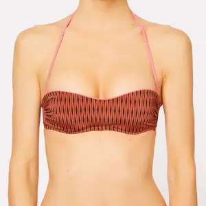 La Perla - Haut de maillot bandeau Eva imprimé terracotta/noir T.40/C pas cher