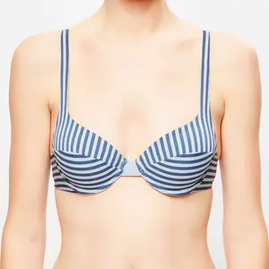 La Perla - Haut de maillot Sailor Stripes à rayures bleu/gris T.38/C pas cher