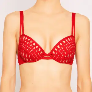 La Perla - Haut de Maillot Ethno Soutache rouge T.40/A pas cher