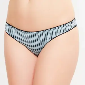 La Perla - Bas de maillot tanga Eva imprimé turquoise/noir 40 pas cher