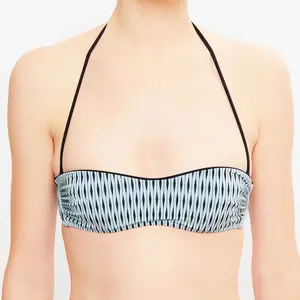 La Perla - Haut de maillot bandeau Eva imprimé turquoise/noir T.36/C pas cher