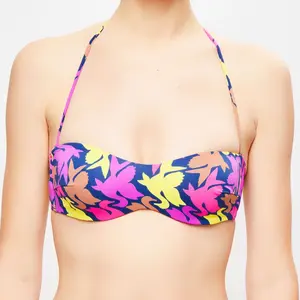 La Perla - Haut de maillot bandeau Fleur de Plume imprimé bleu/multico... pas cher
