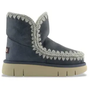 Mou pour femme. MU.FW531002C Bottes Eskimo 18 bounce en cuir marine (37), Plat, Aucun, Casuel