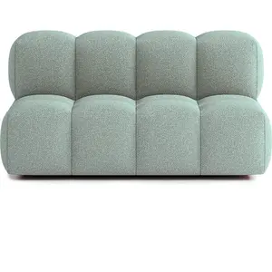 ATIO Canapé droit 3 places tissu bouclette vert clair pas cher