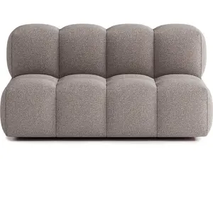 ATIO Canapé droit 3 places tissu bouclette marron pas cher
