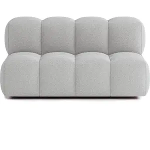 ATIO Canapé droit 3 places tissu bouclette gris clair pas cher