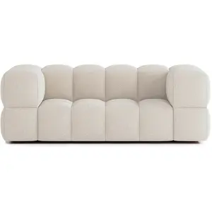 ATIO Canapé droit 3 places en tissu bouclette beige pas cher