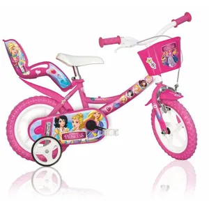SCH PRINCESS 12", vélo pour enfants, convient aux enfants de 3 à 5 ans, de 85 à 105 cm, panier, trompette et porte-enfant, rose