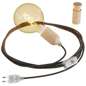 Creative Cables Câble Serpent Avec Support De Lampe En Boisprise Et Interrupteur Avec Presse-étoupes De Câble En Bois Rolé-avec BulbVendu paramazon