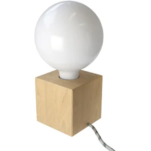 Comparateur de prix : Creative Cables Lampe De Table Posaluce Cubetto En Bois Naturel Complète Avec Câble Textile Interrupteur Et Prise Bipolaire
