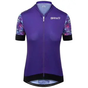 Maillot Briko Jerseyka Stripe manche courte bleuté lilas femme - L pas cher