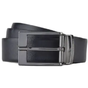 Armani Exchange Leather Belt with Plaque Ceinture, Navy-Navy, Taille Unique Homme