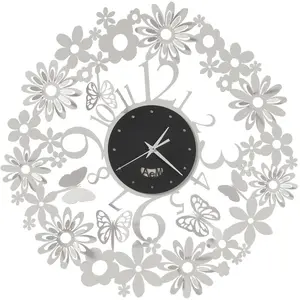 ARTI E MESTIERI horloge murale MARGHERITE (Bianco marmo e nero - Métal verni)