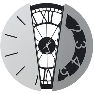 ARTI E MESTIERI horloge murale METAMORPHOSI (Nero, bianco marmo e allu...