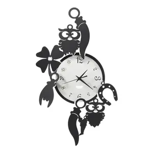 ARTI E MESTIERI horloge murale GOOD LUCK (Nero e bianco marmo - Métal ... pas cher