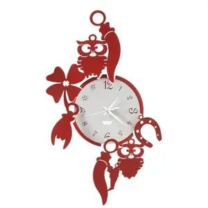 ARTI E MESTIERI horloge murale GOOD LUCK (Rosso e bianco marmo - Métal...