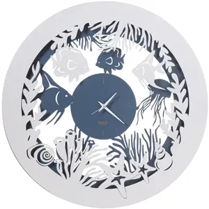 ARTI E MESTIERI horloge murale NETTUNO (Azzurro e bianco marmo - Métal... pas cher