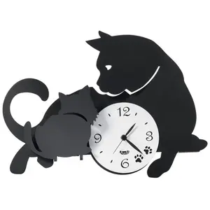 Arti E Mestieri - Horloge Murale Mamma Gatta 38 X 27 Cm En Fer Noir   ...