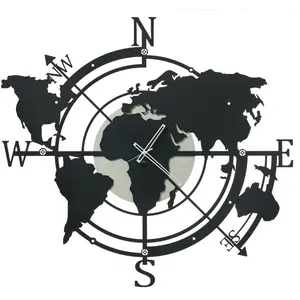 ARTI E MESTIERI horloge murale PLANISFERO GRANDE (Avorio e nero - Méta... pas cher