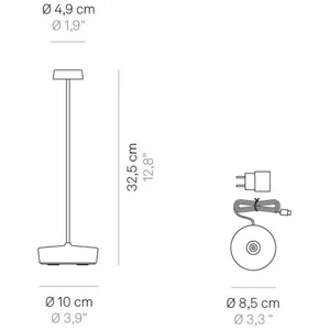 Comparateur de prix : Zafferano Lampe de table led Swap Pro Corten, rechargeable et dimmable