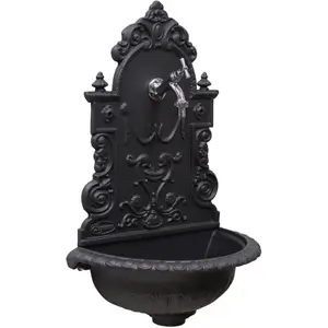 Fontaine murale Granada en fonte grise pour jardin avec robinet en lai... pas cher