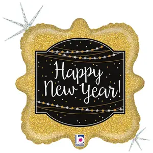 Comparateur de prix : RueDeLaFete Ballon Aluminium 46 cm - Happy New Year scintillant