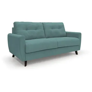 Divani.store Callisto Canapé lit convertible en tissu doux imperméable T02 188 cm (mat. 140x197) bleu canard