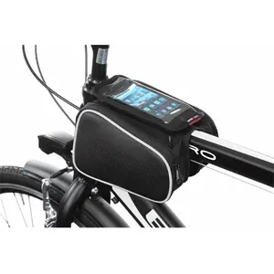 Sacoche pour smartphone BONINBIKE pour cadre de vélo, noire et impermé...