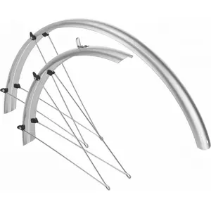 Generico Garde-boue pour vélo 26 en plastique argenté 51mm avec accessoires pas cher