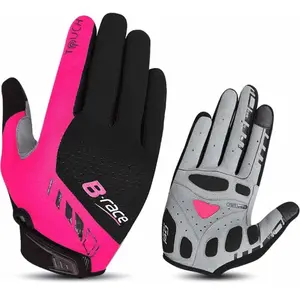 Gants Longs d'Été Bump Gel Pro Noir/Fuchsia avec Gel et Ventilation - ... pas cher