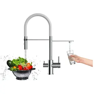 VIZIO Robinet De Cuisine 3 Voies Mitigeur Chromé Bec Blanc Orientable ...Vendu paramazon
