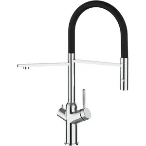 VIZIO Robinet De Cuisine 3 Voies Mitigeur Chromé Bec Noir Orientable E... pas cher