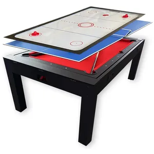 Table de Billard 7 FT Multi-jeux Rouge Air Hockey + Table de Tennis + ... pas cher
