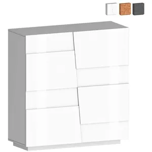 Produce Shop Buffet moderne à 2 portes meuble d'entrée polyvalent 120x44.6x126cm Seeley Couleur: Blanc brillant pas cher