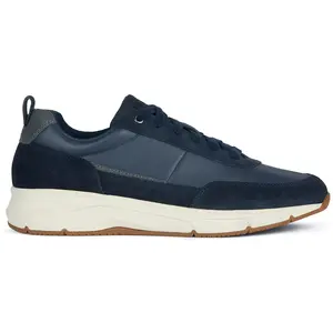Geox - Baskets en Velours de Cuir Radente bleu marine T.40 pas cher