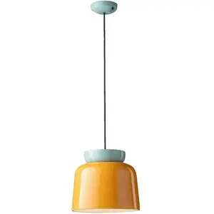 Suspension en céramique jaune citron et turquoise 27,5x25cm Corcovado - Ferroluce pas cher